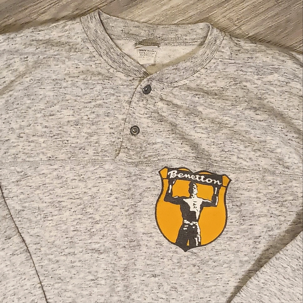 VINTAGE United Colors of Benetton  100% Cotton Rugby Pullover Made in Italy